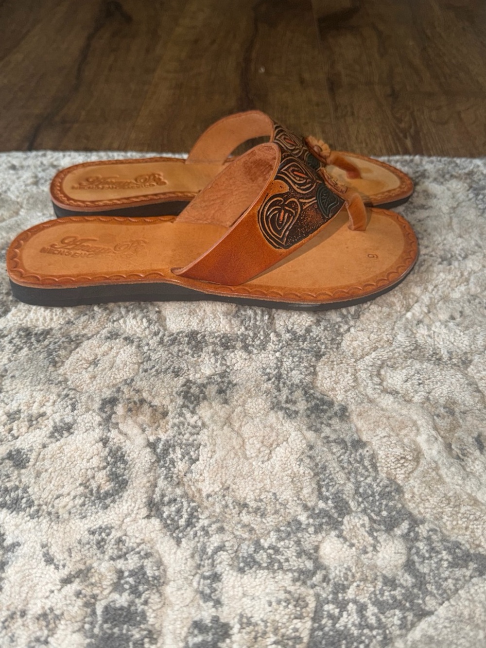 Leather Brown Women's Slide Sandals